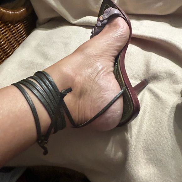 Valentino Garavani Green and Purple Floral Sandals - Picture 6 of 10